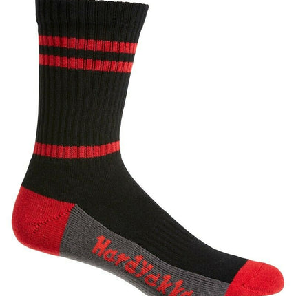 Hard Yakka Cotton Crew Work Socks 5 Pack Logo Athletic Padded Black Y20035-KarWorkwear