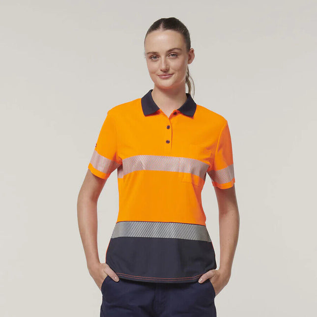 Hard Yakka Womens Short Sleeve HI Vis Reflective Taped Polo Y08602-KarWorkwear