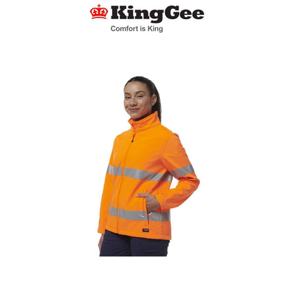 KingGee Womens Reflective Stretch Softshell Pocket Safety Work Jacket K45007-KarWorkwear