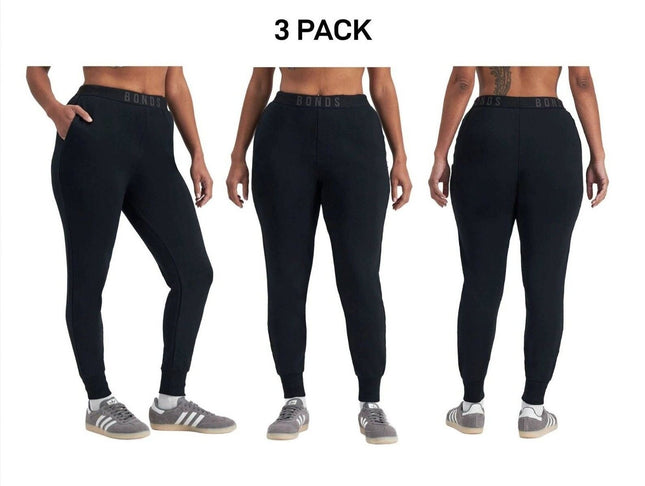 Bonds Womens Originals Hi Waisted Trackie Pants Narrow Waistband 3 Pack CTBLI-KarWorkwear