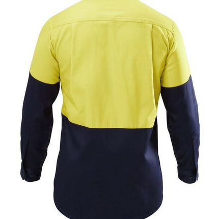 Hard Yakka Shirt Hi-Vis 2 Tone Long Sleeve Drill Work Safety Cotton Y07982-KarWorkwear