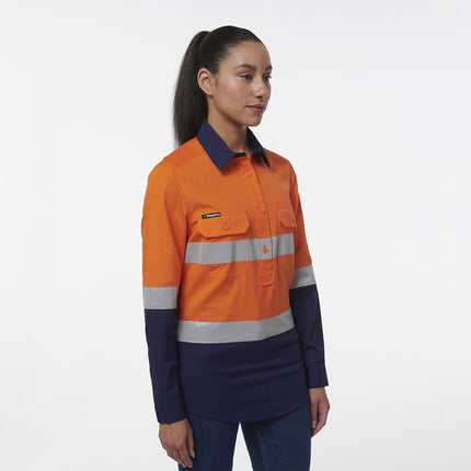 KingGee Women Workcool Vented Closed Front Reflective Shirt K44230-KarWorkwear