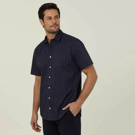 NNT Mens Avignon Pinstripe Short Sleeve Shirt Casual Regular Fit Business CATJDM-KarWorkwear