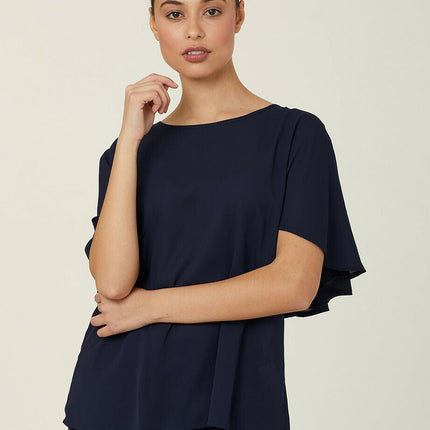 NNT Womens Georgie  Cape Short Sleeve Blouse Classic Fit Comfortable CATUKD-KarWorkwear