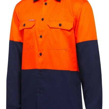 Hard Yakka Core Hi-Vis Vented Cotton Twill Work Long Sleeve Shirt Y07950-KarWorkwear