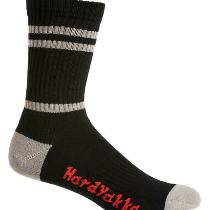 Hard Yakka Cotton Crew Work Socks 5 Pack Logo Athletic Padded Black Y20035-KarWorkwear