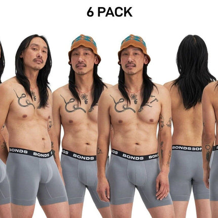Bonds Mens Total Package Mid Trunk Smooth Viscose Bamboo Mid Length 6 Pack MWA9-KarWorkwear
