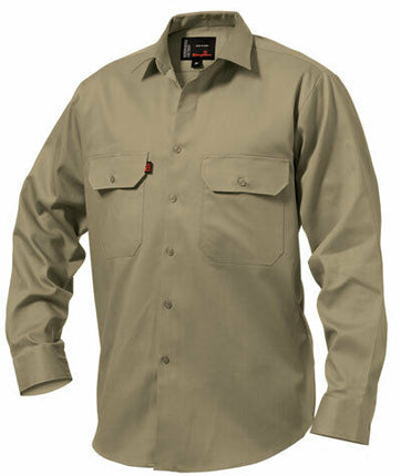 KingGee Open Front Drill Shirt Reinforced Stitching Tough Workwear K04010-KarWorkwear