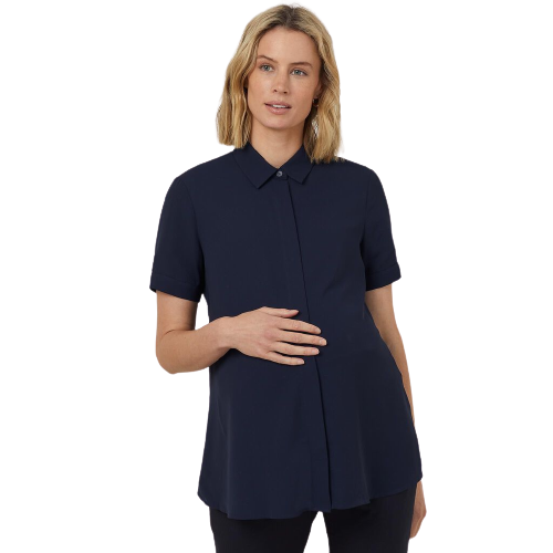NNT Womens Georgie Maternity Shirt Relaxed Fit Navy Soft Collar Shirt CATUKB-KarWorkwear