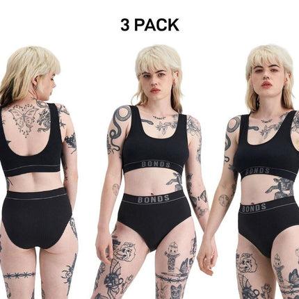 Bonds Womens Retro Rib Seamless Hi Hi Bikini High Waist & High Leg 3 Pack WU8FT-KarWorkwear