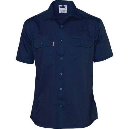 DNC Workwear Mens Cotton Drill Safety Shirt Short Sleeve Comfortable  3201-KarWorkwear