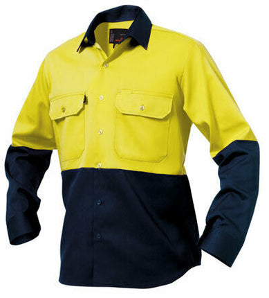 KingGee Mens Spliced Drill Shirt Lock Stitch Reinforced Work Safety Comfy K54015-KarWorkwear