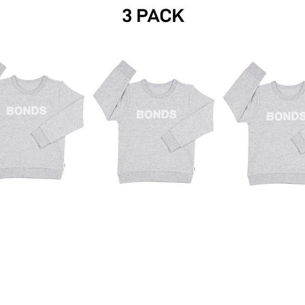 Bonds Kids Tech Sweats Pullover Soft Knitted Warm Cotton Poly Blend 3 Pack KVQTK-KarWorkwear