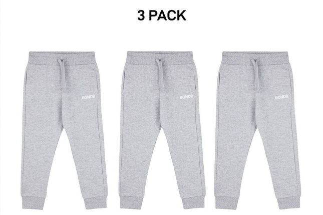 Bonds Kids Tech Sweats Trackie Pants Lightweight Warm Minimise Heat 3 Pack KVQRK-KarWorkwear