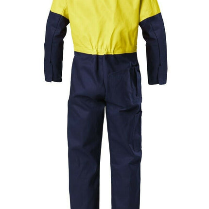 Hard Yakka Hi-Vis 2 Tone Work Phone Cotton Drill Coverall Overalls Y00270-KarWorkwear