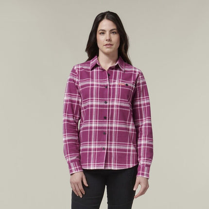 HARD YAKKA Women's Fit Check Flannie Shirt Relaxed Fit Smart Stylish Y08744-KarWorkwear
