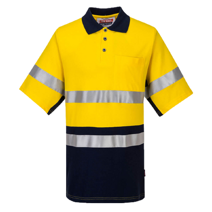 Portwest Short Sleeve Cotton Pique Polo with Tape HiVisTex Reflective Work MP618-KarWorkwear