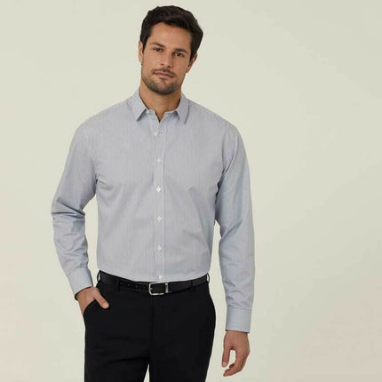 NNT Mens Avignon Stripe Long Sleeve Shirt Casual Regular Fit Business CATJD9-KarWorkwear