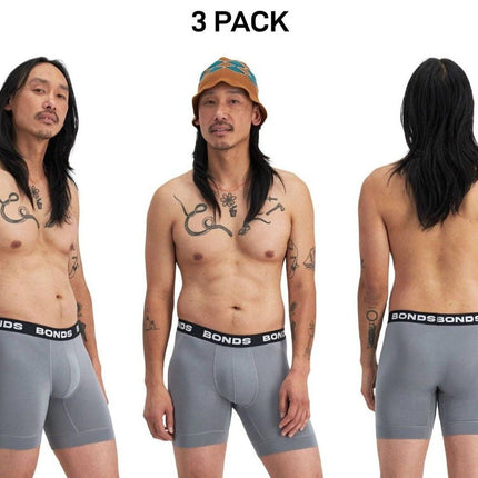 Bonds Mens Total Package Mid Trunk Smooth Viscose Bamboo Mid Length 3 Pack MWA9-KarWorkwear