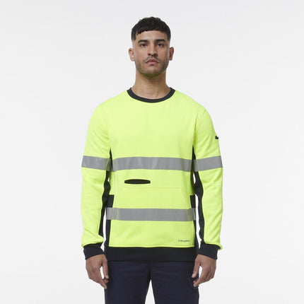 KingGee Mens Hi Vis Reflective Safety Spliced Work Crew Neck Fleece K55058-KarWorkwear