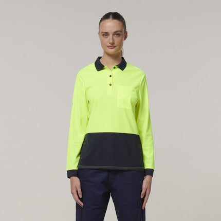 Hard Yakka Womens Safety Work Long Sleeve HI VIS Polo Y08603-KarWorkwear