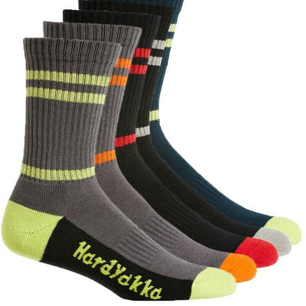 Hard Yakka Cotton Crew Work Socks 5 Pack Logo Athletic Padded Black Y20035-KarWorkwear