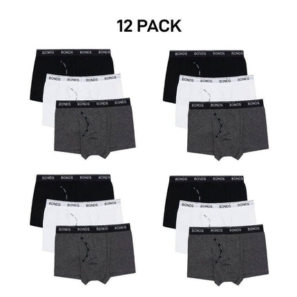 Bonds Mens Guyfront Trunk Stretchy Cotton Seam free Sides Elastic 12 Pack MZ963A-KarWorkwear