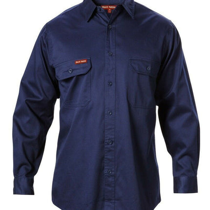 Hard Yakka Long Sleeve Cotton Drill Work Shirt Tradie Safety Button Y07500-KarWorkwear