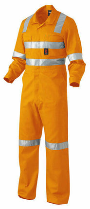 KingGee Mens Safety Overall X Pattern Tool Pocket H-Vis Cotton Drill Work K51015-KarWorkwear