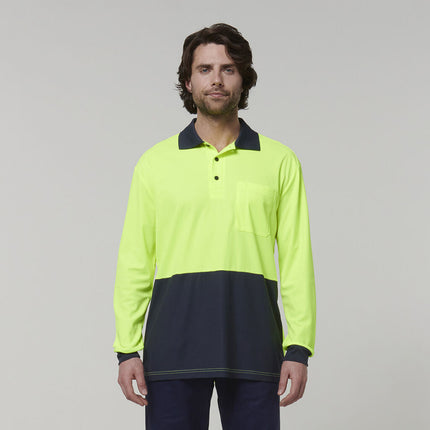 Hard Yakka Mens Safety Work Long Sleeve HI VIS Polo Y19617-KarWorkwear