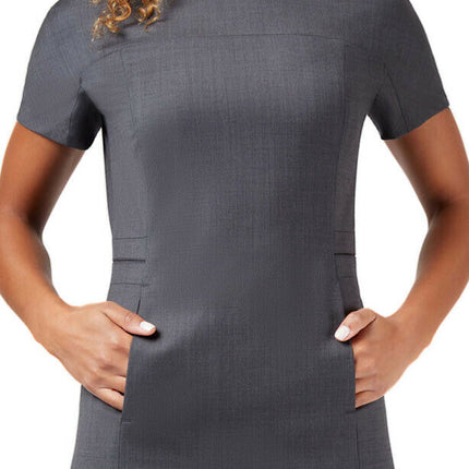 NNT Womens Sharkskin Short Sleeve Dress Classic Fit Stretch Knee Length CAT6BE-KarWorkwear
