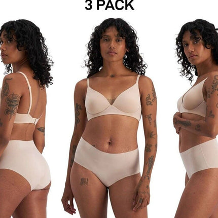 Bonds Womens Invisible Freecuts Full Brief Light Sleek Full Coverage 3 Pack WRCT-KarWorkwear