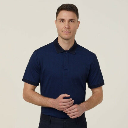 NNT Mens Textured Short Sleeve Polo Comfortable Side Splits Classic CATJA4-KarWorkwear