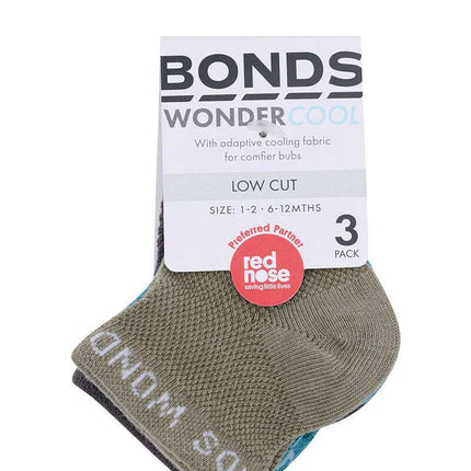 Bonds Baby Wondercool Low Cut Socks Breathable Soft Natural Cotton 3 Pack RXWN3N-KarWorkwear