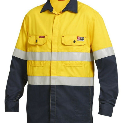 Mens Hard Yakka Protect Mining Work Hi-Vis Fire Resistant Safety Shirt Y04350-KarWorkwear
