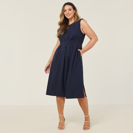 NNT Womens Crepe Stretch Elegant Midi Length Comfy Sleeveless Dress CAT69T-KarWorkwear