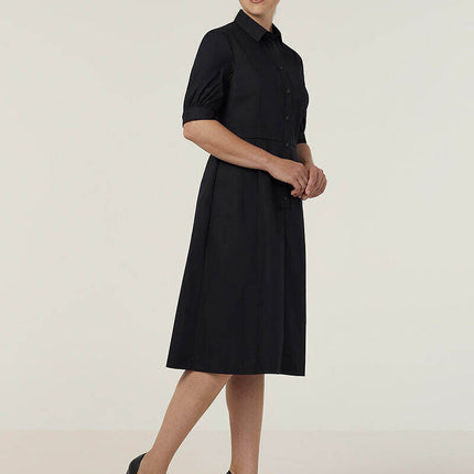 NNT Womens Avignon Shirt Dress Fit Flare Collared Elbow Length Cotton CAT69K-KarWorkwear