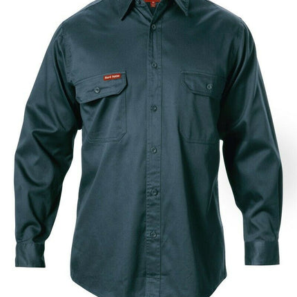 Hard Yakka Long Sleeve Cotton Drill Work Shirt Tradie Safety Button Y07500-KarWorkwear