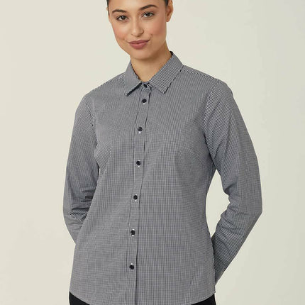 NNT Womens Avignon Gingham Business Shirts Long Sleeve Check Formal Shirt CATUKS-KarWorkwear