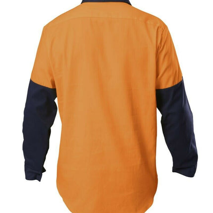 Hard Yakka Shirt Hi-Vis Closed Gusset Long Sleeve Work Safety Cotton Y07984-KarWorkwear