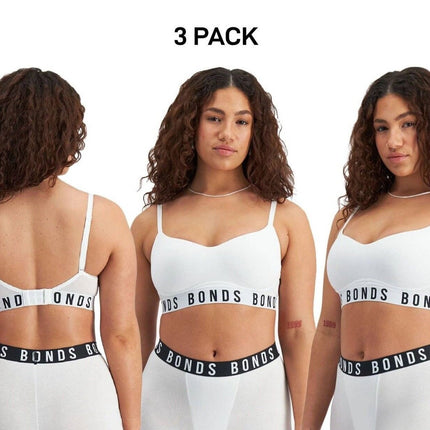 Bonds Womens Icons Wirefree Bra Soft Cotton Stretch Jacquard Elastic 3 Pack YWL4-KarWorkwear