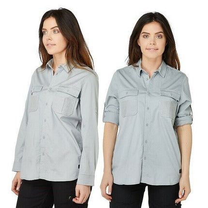 Womans Elwood Workwear Work Utility Stretch Twill Shirt Roll Up Sleeves EWD701-KarWorkwear