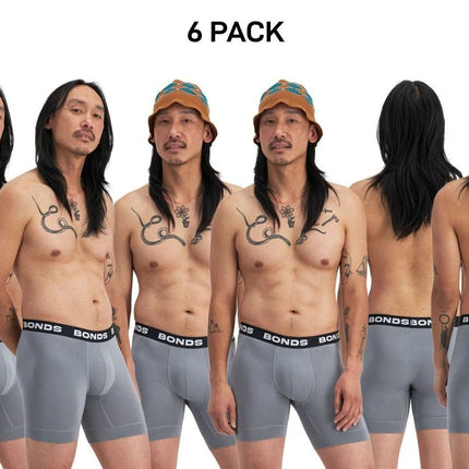 Bonds Mens Total Package Mid Trunk Smooth Viscose Bamboo Mid Length 6 Pack MWA9-KarWorkwear