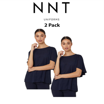 NNT Womens 2 Pack Georgie Lightweight Wrinkle Resistant Cape Blouse CATUKD-KarWorkwear