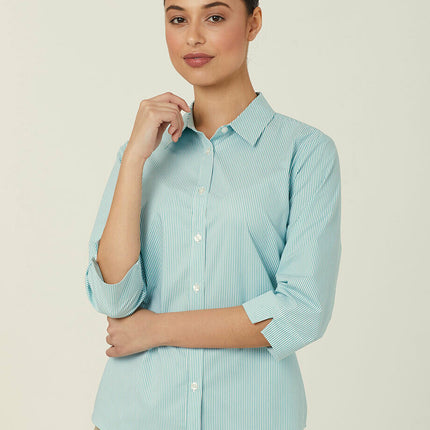 NNT Womens Avignon Formal Stripe 3/4 Sleeve Business Shirts Regular Fit CATUKV-KarWorkwear