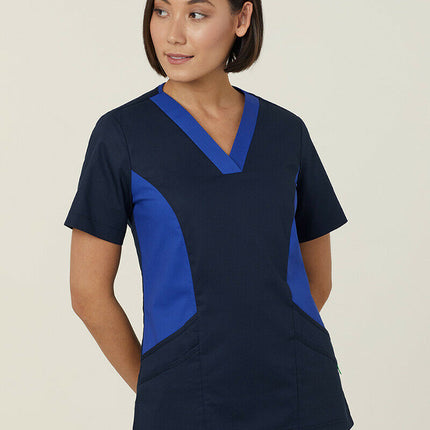 NNT Womens Nightingale V Neck Contrast Scrub Top Nurse Workwear Comfort CATULL-KarWorkwear
