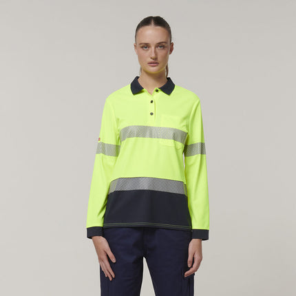 Hard Yakka Safety Work Womens Long Sleeve HI VIS Taped Polo Y08604-KarWorkwear