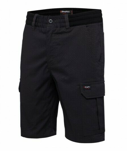 KingGee Shorts Mens Rib Comfort Waist Short Comfort Cargo Stretch Ripstop K17007-KarWorkwear
