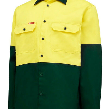 Work Hard Yakka Core Hi-Vis Work Shirt Strong Tough Farm Cotton Drill L/S Y04605-KarWorkwear