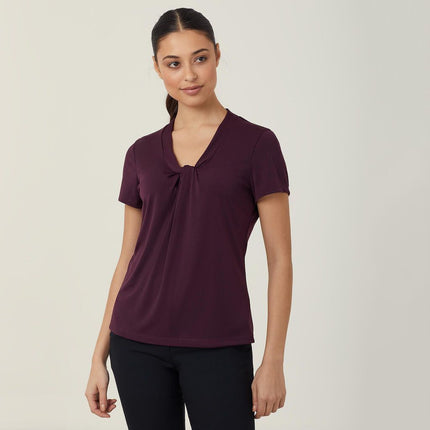 NNT Womens Matt Jersey Twist Neck Short Sleeve Top Classic Fit V Neckline CATUFS-KarWorkwear